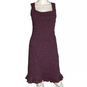 VINTAGE NANETTE LEPORE WOMEN'S WOOL AND SILK BURGUNDY TWEED SHIFT DRESS SZ 6